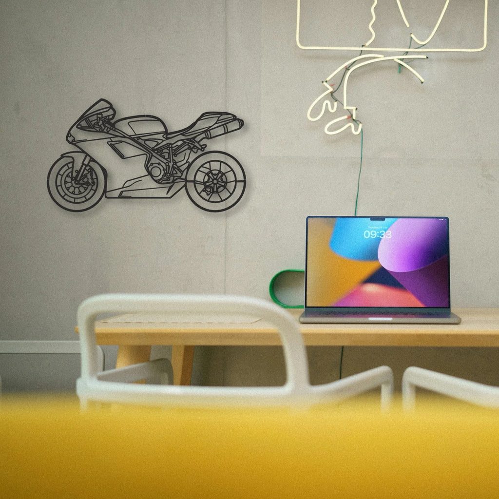 2009 Ducati 848 Classic Motorcycle Silhouette Metal Wall Art - Tinvibe