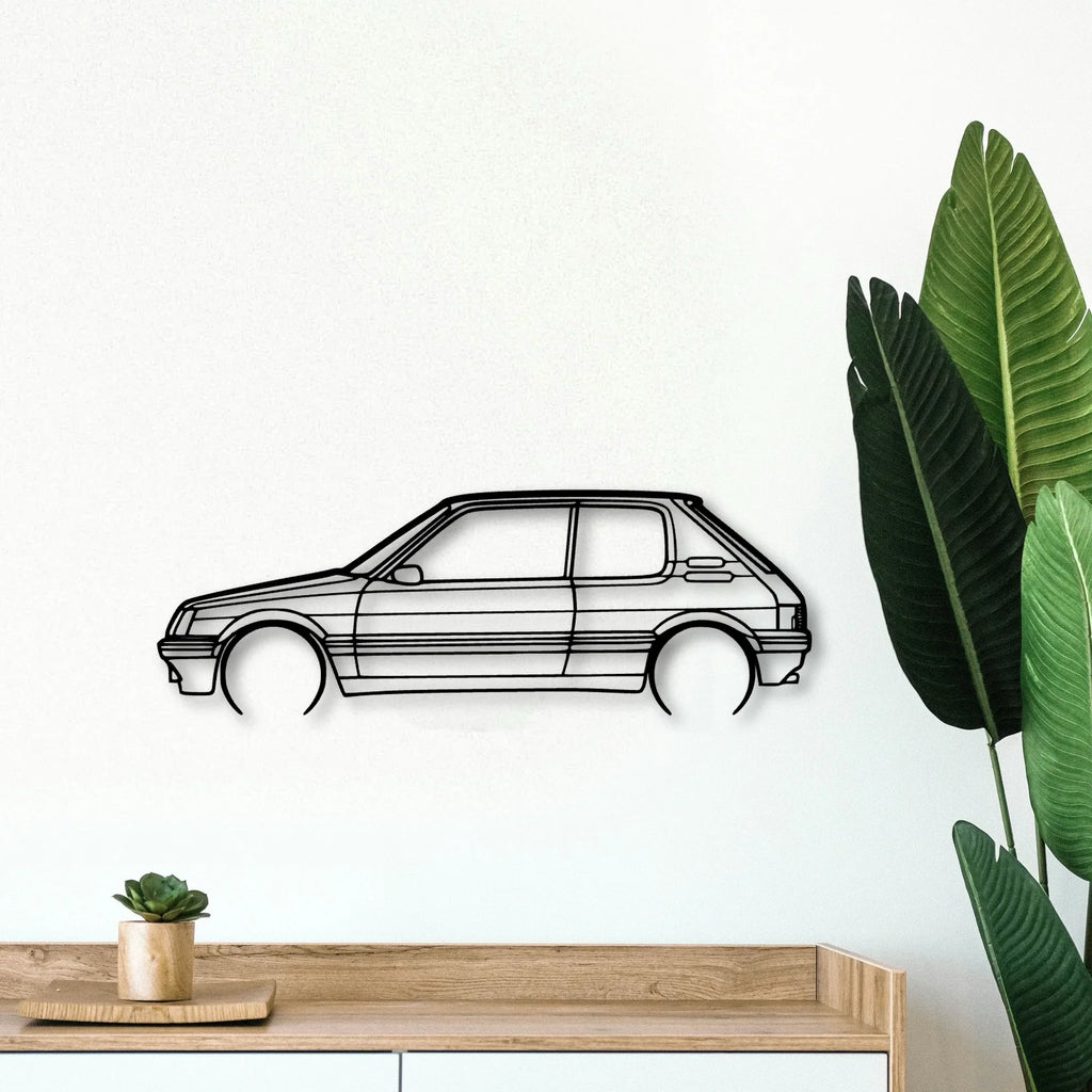 205 GTI 3 Classic Silhouette Metal Wall Art - Tinvibe