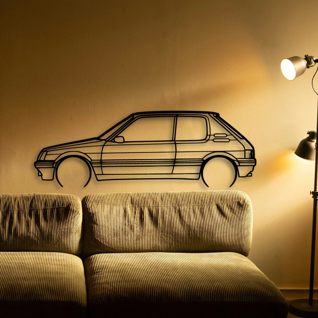 205 GTI 3 Classic Silhouette Metal Wall Art - Tinvibe