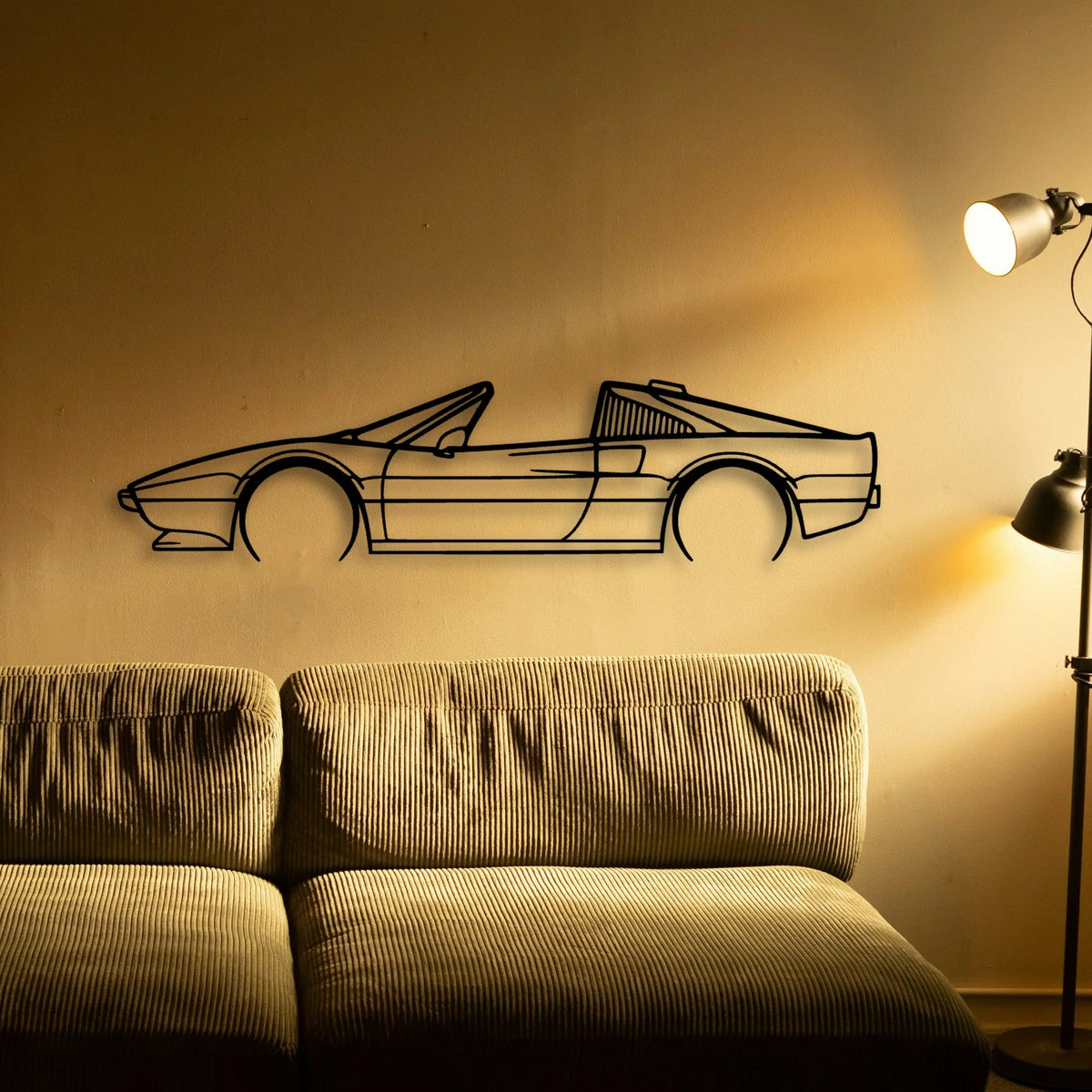 308 GTS QV 1984 Classic Silhouette Metal Wall Art - Tinvibe