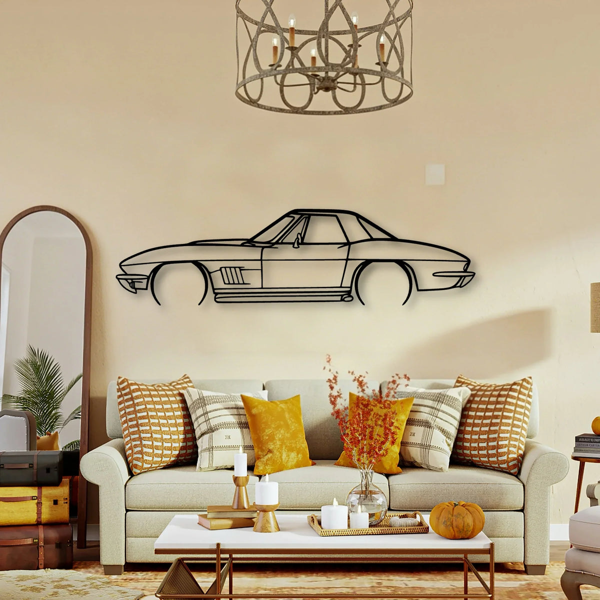 327 1967 2 Classic Silhouette Metal Wall Art - Tinvibe