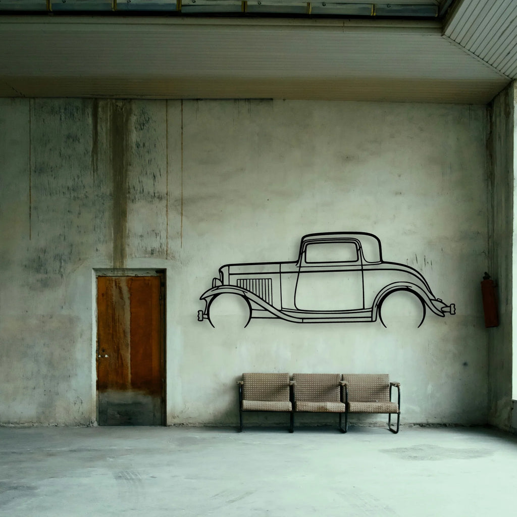 3 Window Coupe 1932 Classic Silhouette Metal Wall Art - Tinvibe