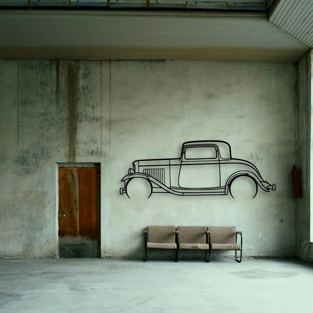 3 Window Coupe 1932 Classic Silhouette Metal Wall Art - Tinvibe