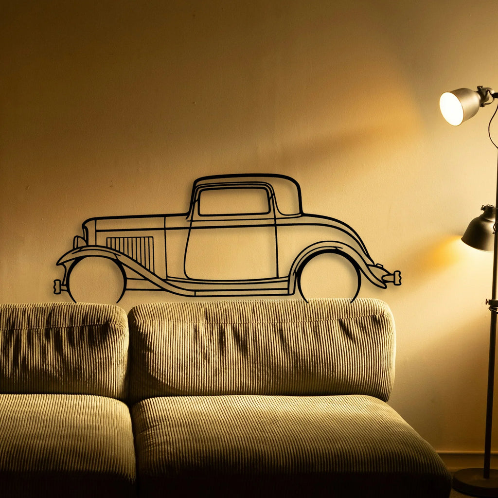 3 Window Coupe 1932 Classic Silhouette Metal Wall Art - Tinvibe