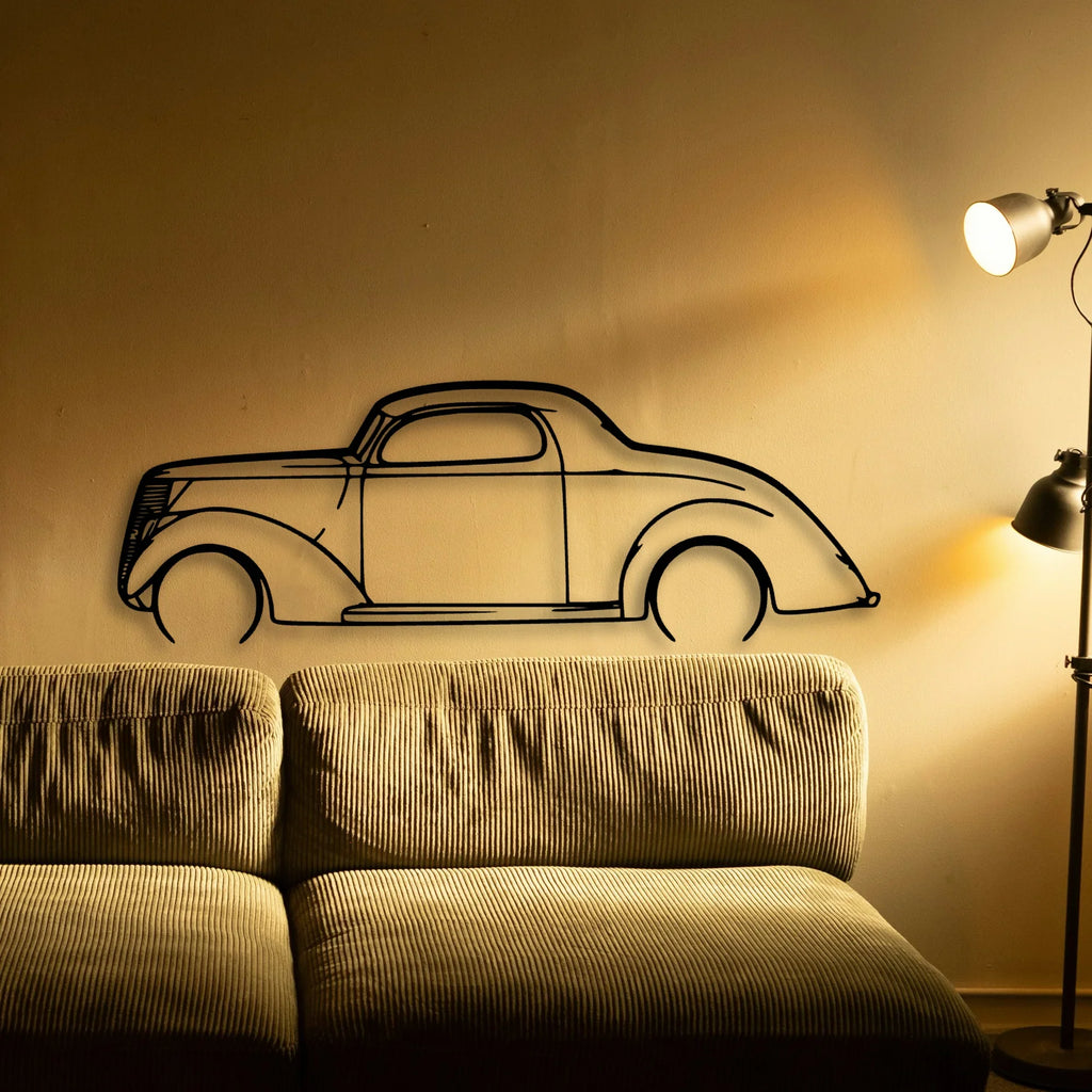 3 Window Coupe 1937 Classic Silhouette Metal Wall Art - Tinvibe