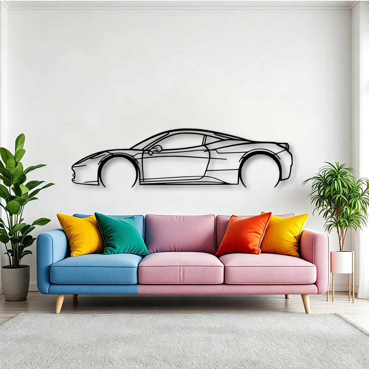 458 Italia 2 Classic Silhouette Metal Wall Art - Tinvibe