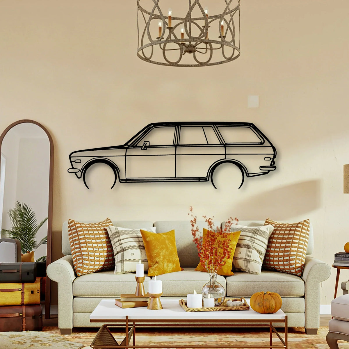 510 1972 Wagon Classic Silhouette Metal Wall Art - Tinvibe