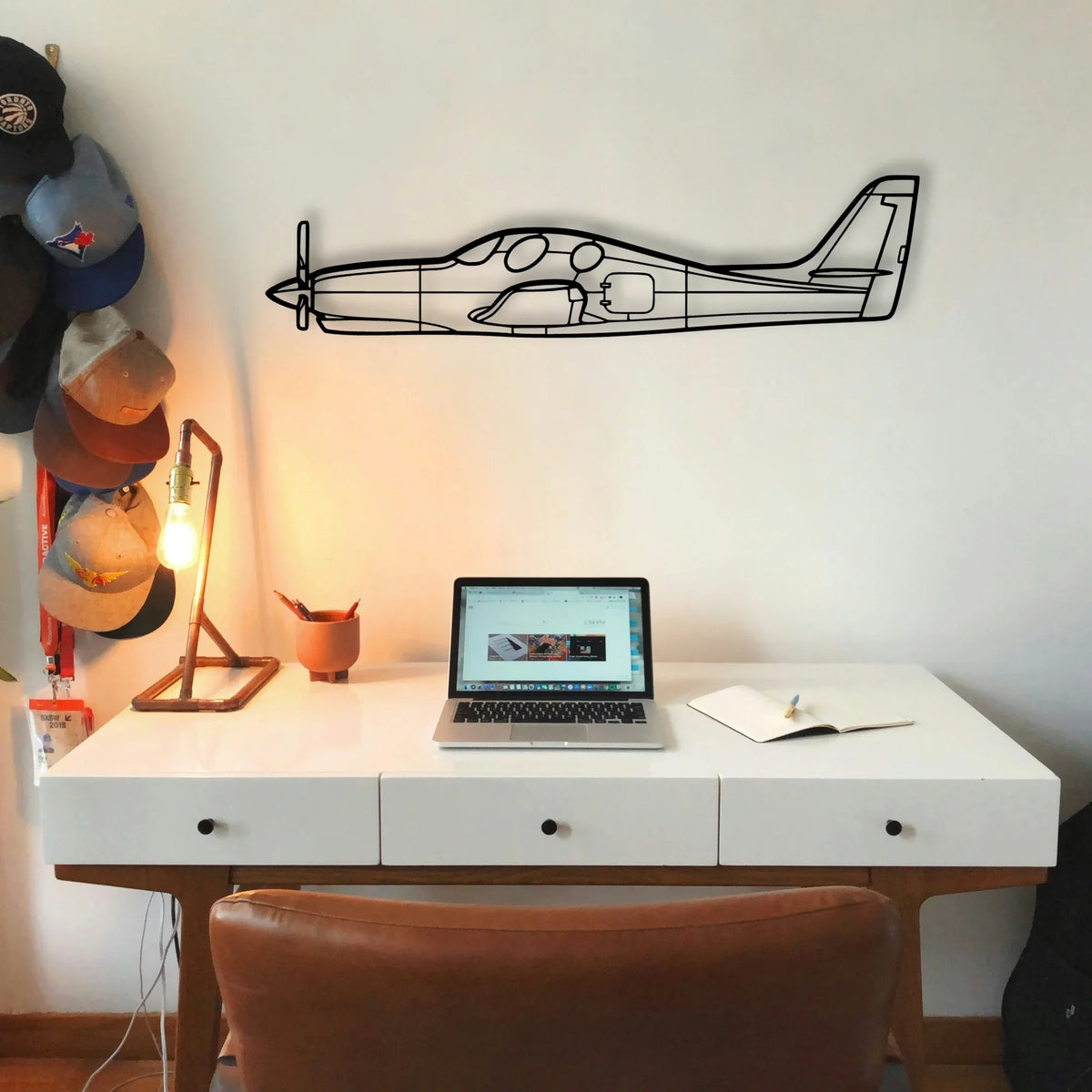 7AC Champion Classic Aircraft Silhouette Metal Wall Art - Tinvibe
