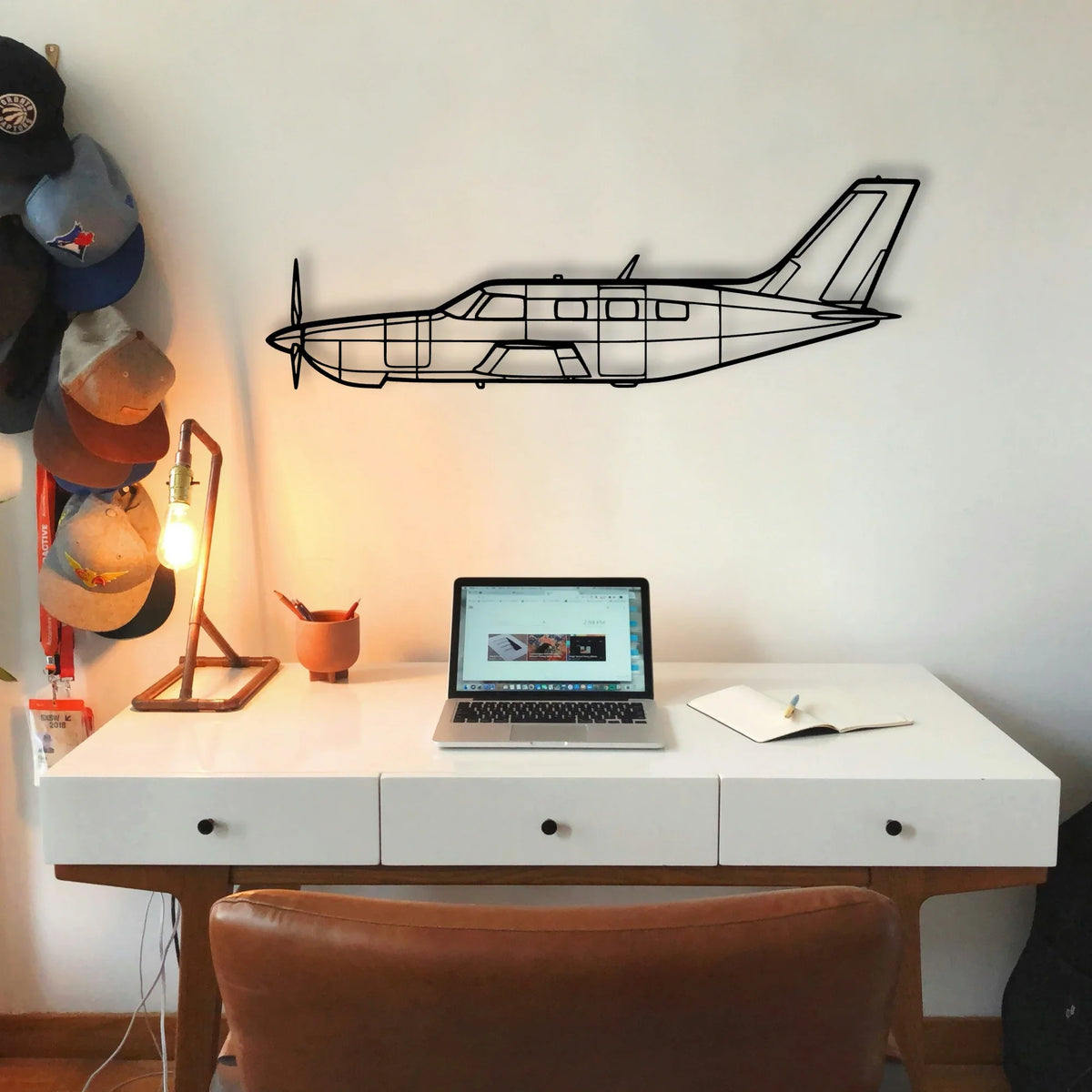 95 B55 Baron Classic Aircraft Silhouette Metal Wall Art - Tinvibe