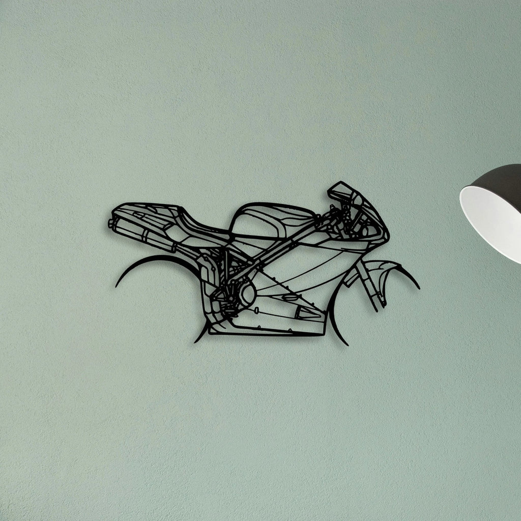 996S 2001 Classic Motorcycle Silhouette Metal Wall Art - Tinvibe