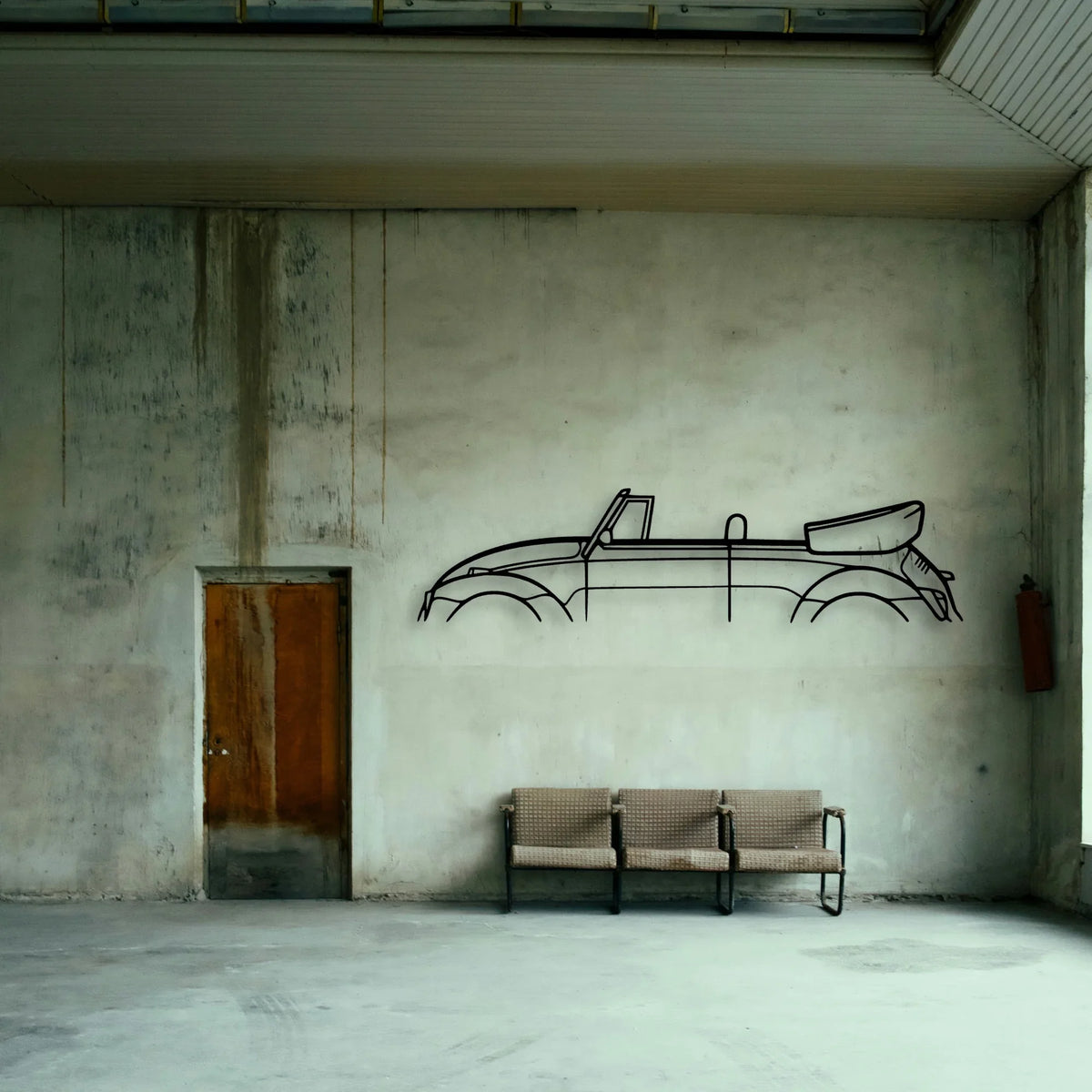 Beetle Convertible 1982 Classic Silhouette Metal Wall Art - Tinvibe