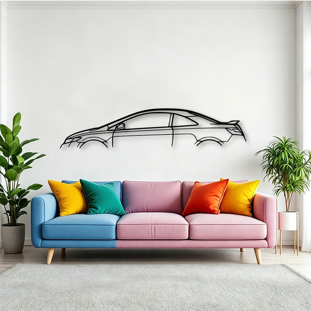 Civic SI Coupe 2006 Classic Silhouette Metal Wall Art - Tinvibe