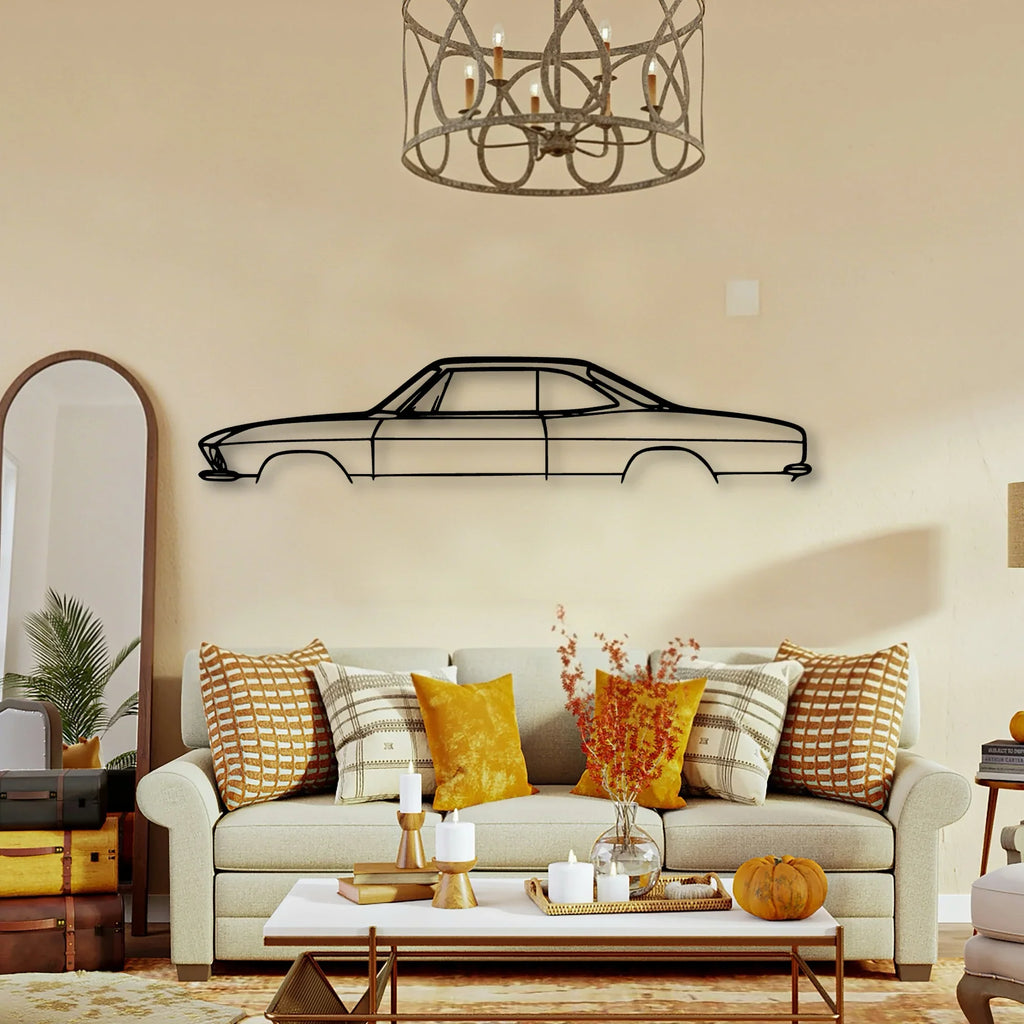 Corvair Corsa 1966 Classic Silhouette Metal Wall Art - Tinvibe