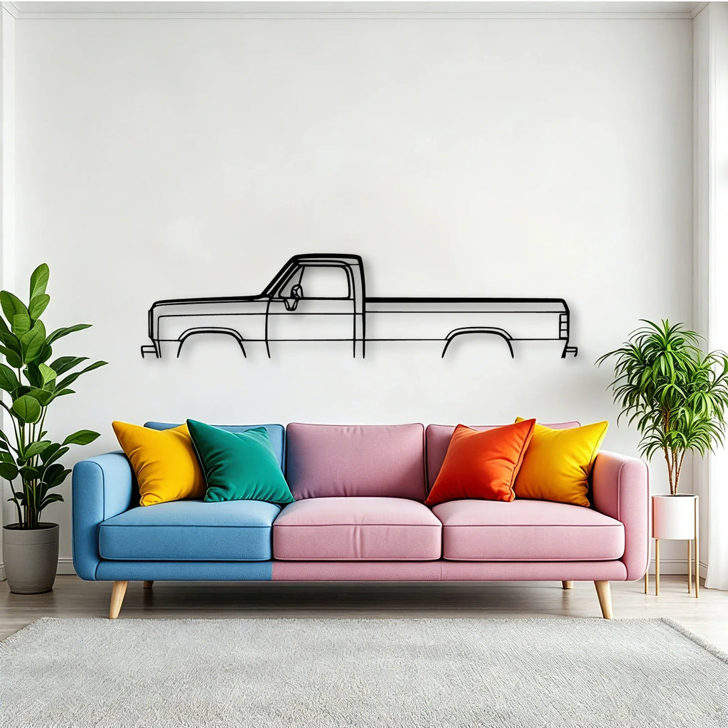 D250 1991 Classic Silhouette Metal Wall Art - Tinvibe