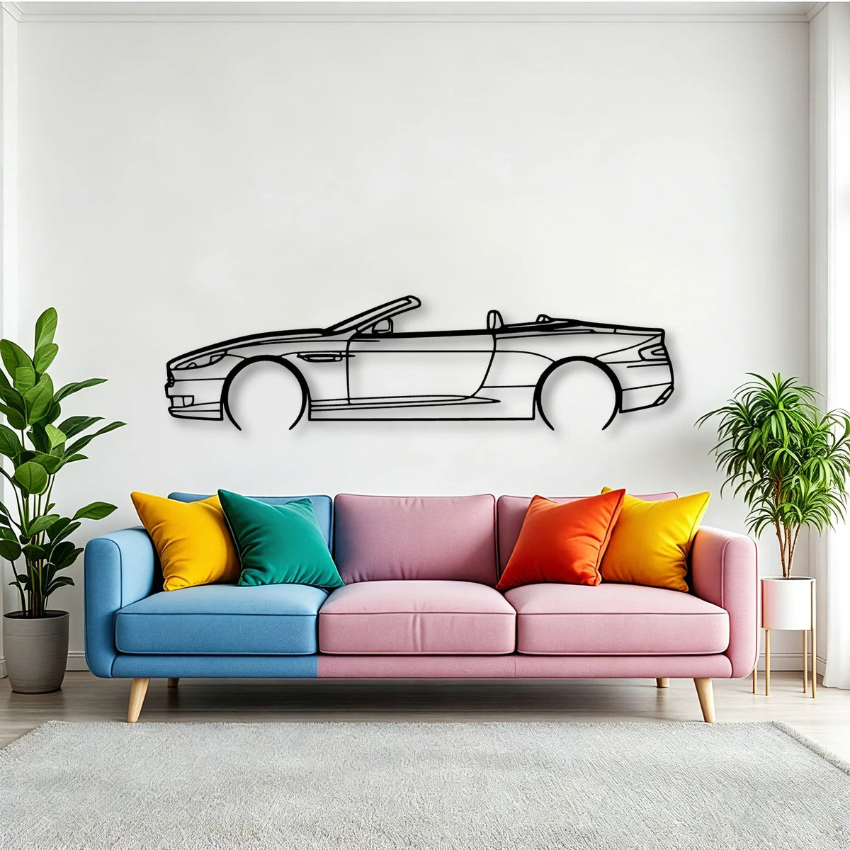 DB9 Convertible 2008 Classic Silhouette Metal Wall Art - Tinvibe