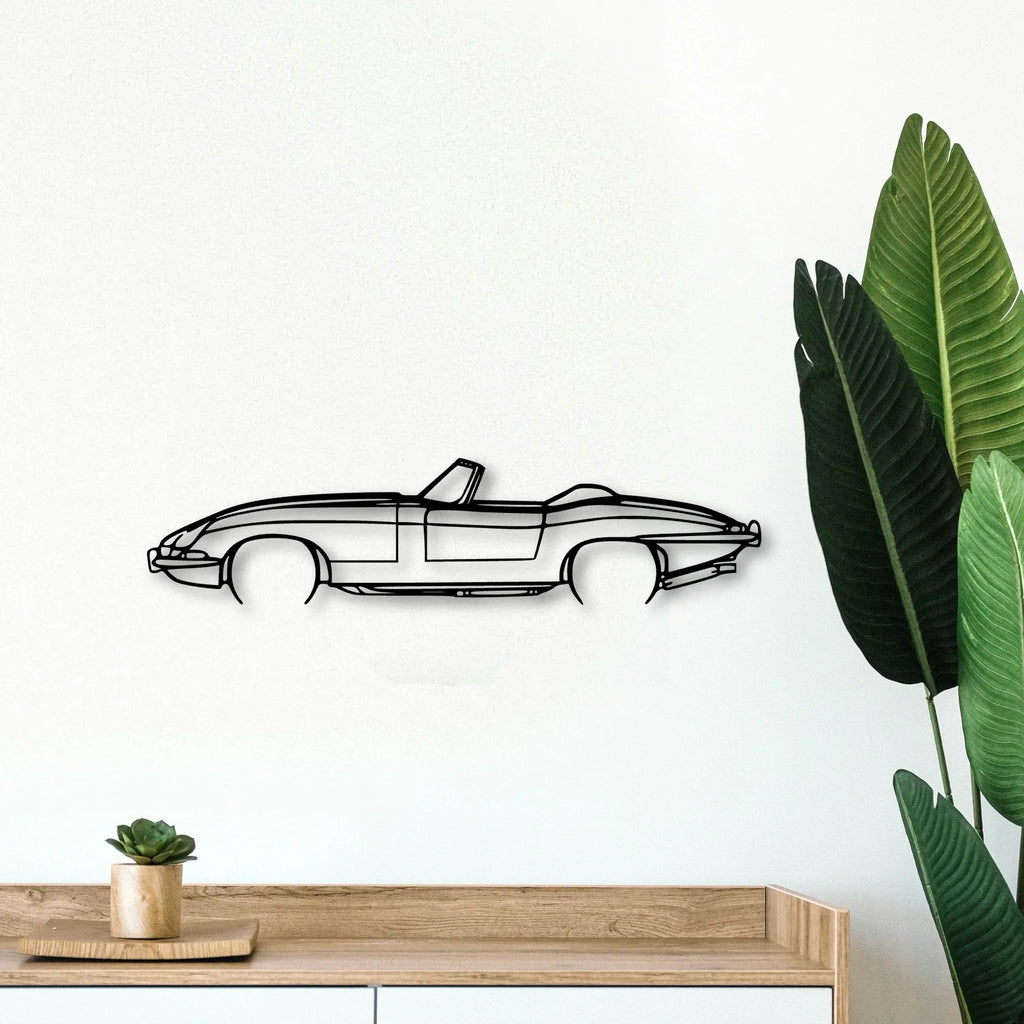 E Type Roadster Classic Silhouette Metal Wall Art - Tinvibe