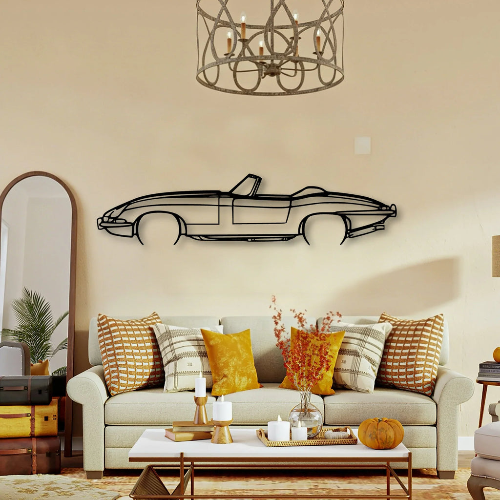 E Type Roadster Classic Silhouette Metal Wall Art - Tinvibe