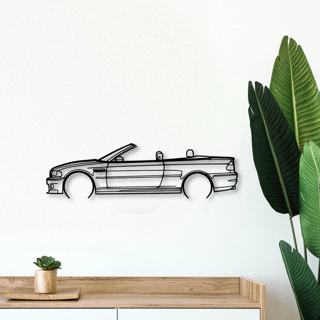 E46 M3 Convertible 2 Classic Silhouette Metal Wall Art - Tinvibe