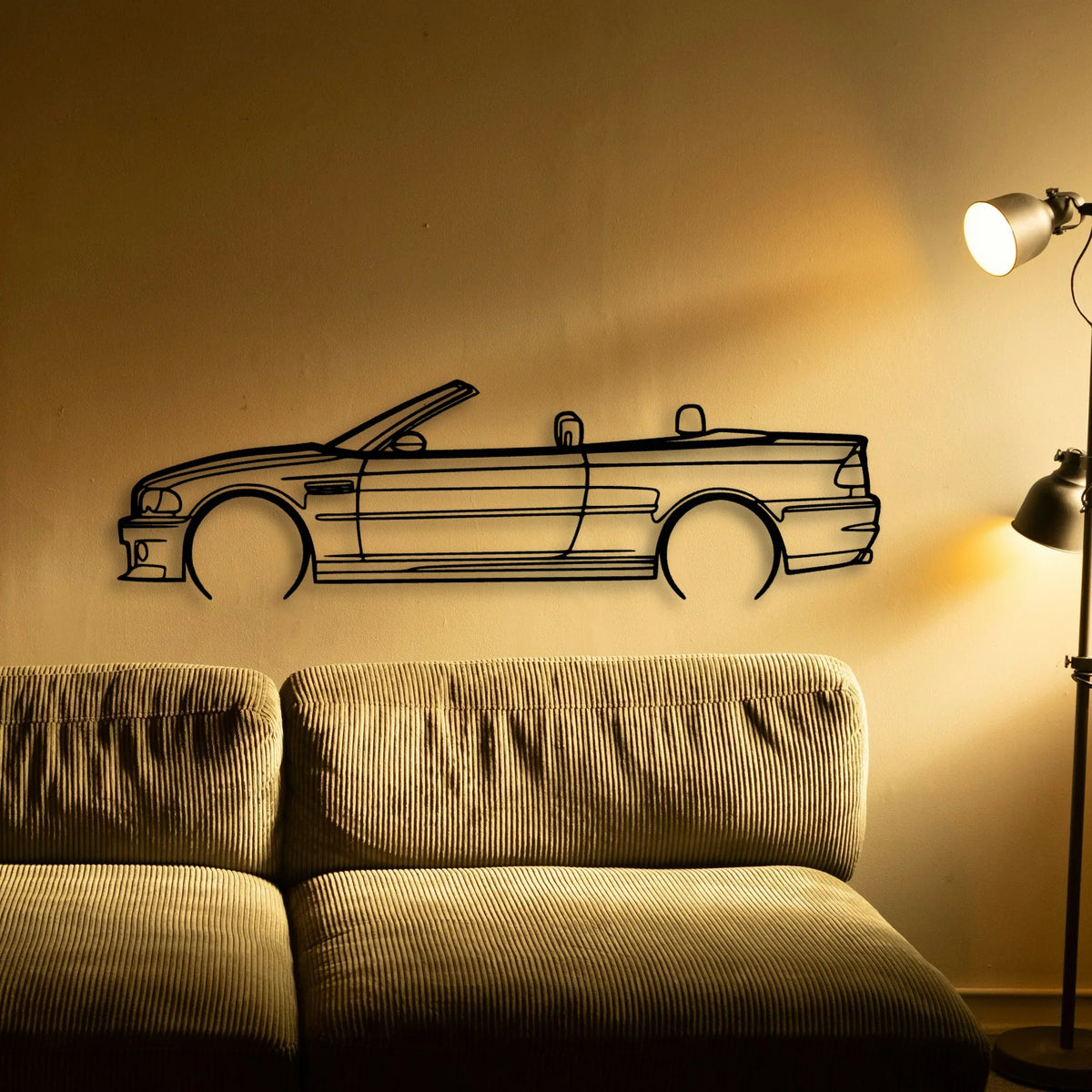 E46 M3 Convertible 2 Classic Silhouette Metal Wall Art - Tinvibe