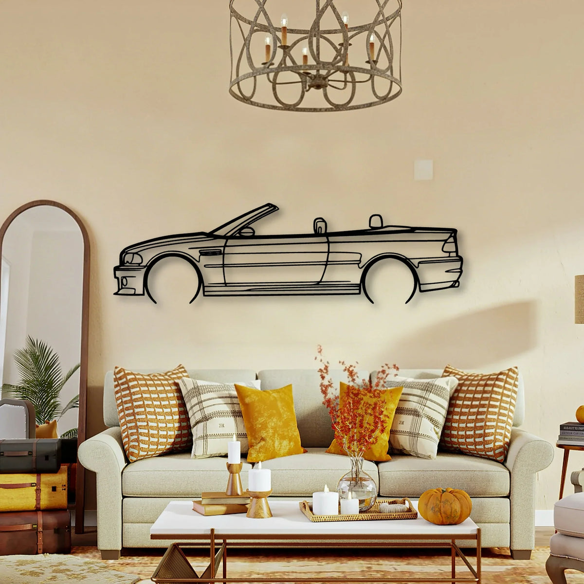 E46 M3 Convertible 2 Classic Silhouette Metal Wall Art - Tinvibe