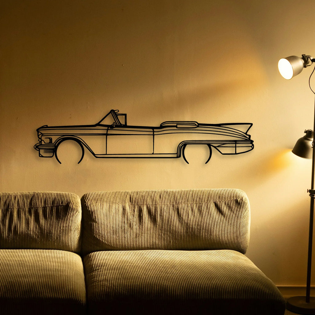 Eldo Biarritz 1958 Convertible 2 Classic Silhouette Metal Wall Art - Tinvibe