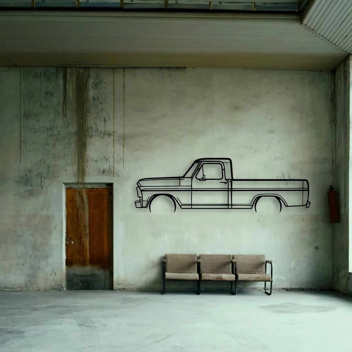F 100 1969 Classic Silhouette Metal Wall Art - Tinvibe