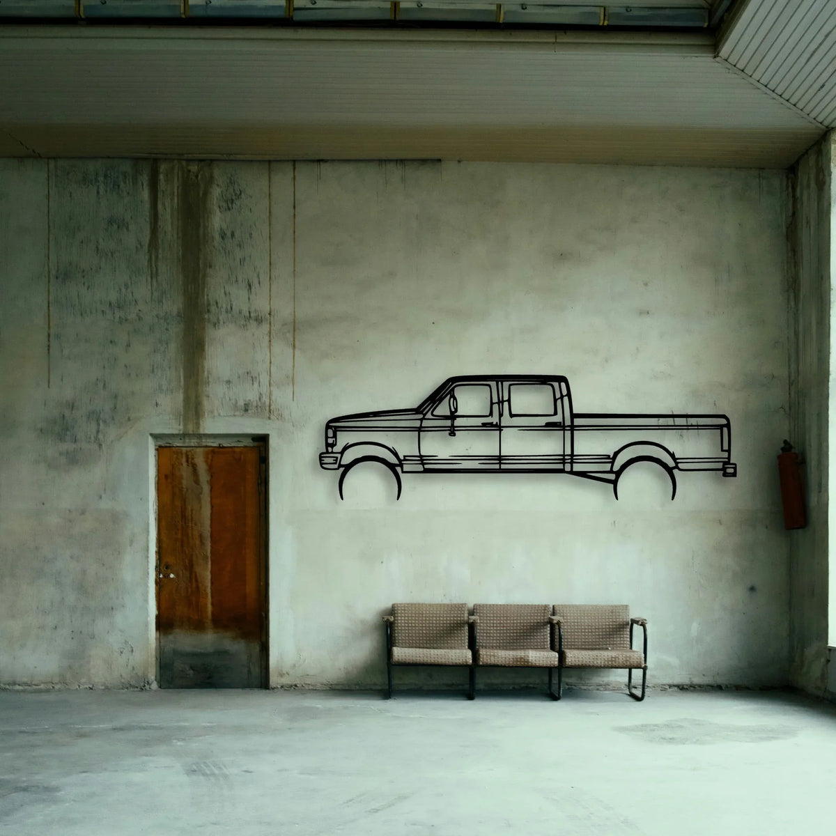 F 250 1997 Classic Silhouette Metal Wall Art - Tinvibe