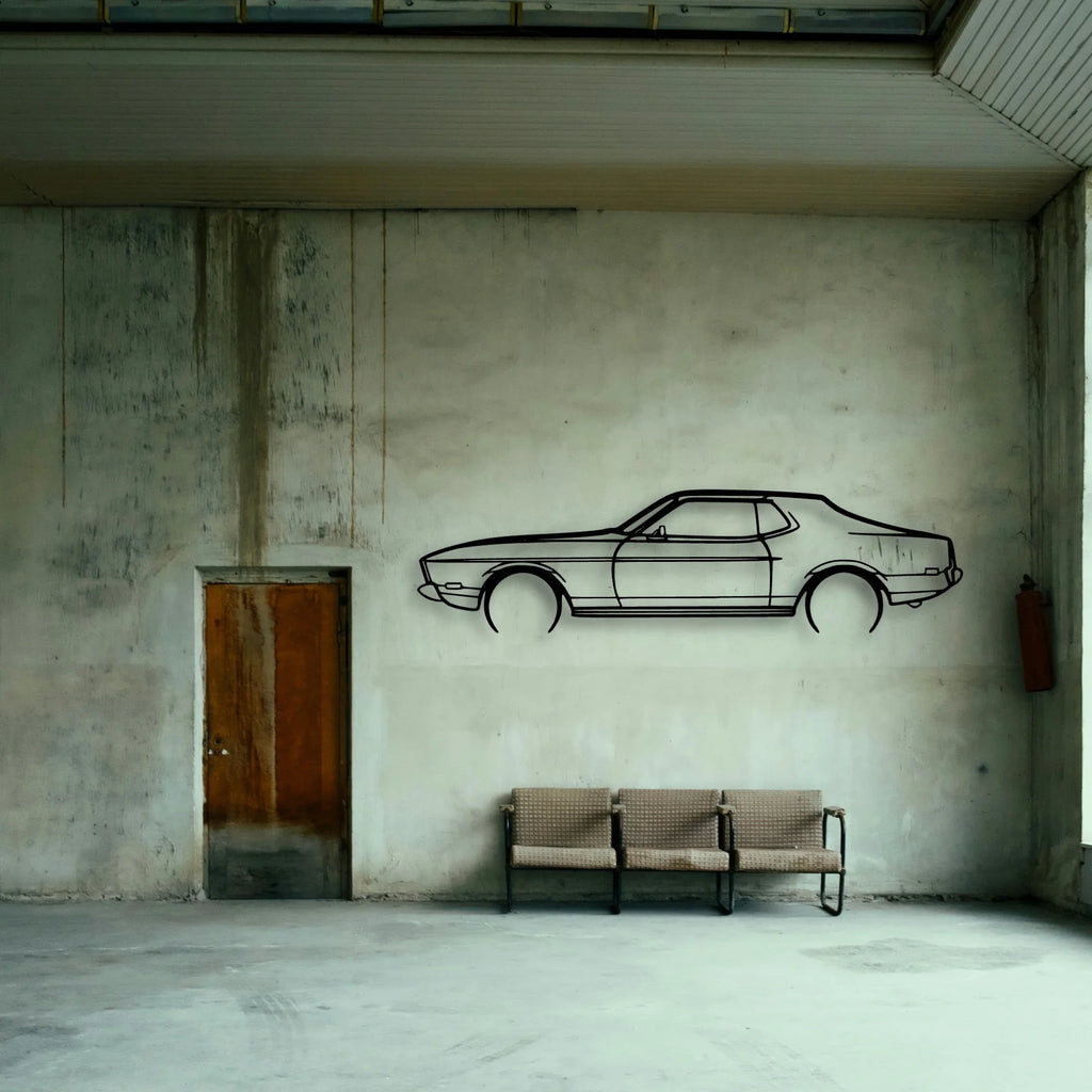 Mustang 1973 Classic Silhouette Metal Wall Art - Tinvibe