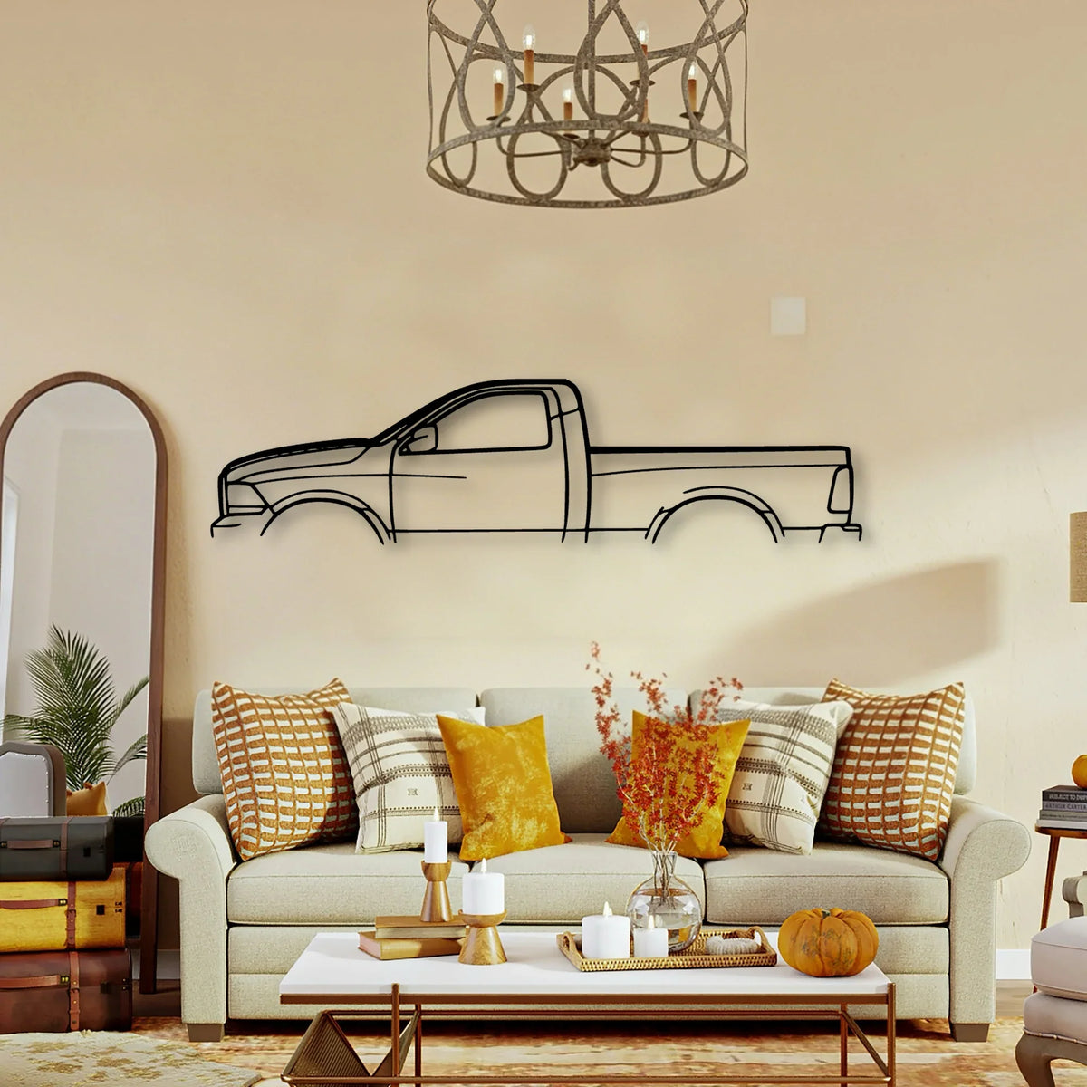 RAM 1500 2013 Classic Silhouette Metal Wall Art - Tinvibe