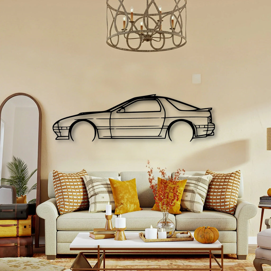 RX7 1989 Classic Silhouette Metal Wall Art - Tinvibe