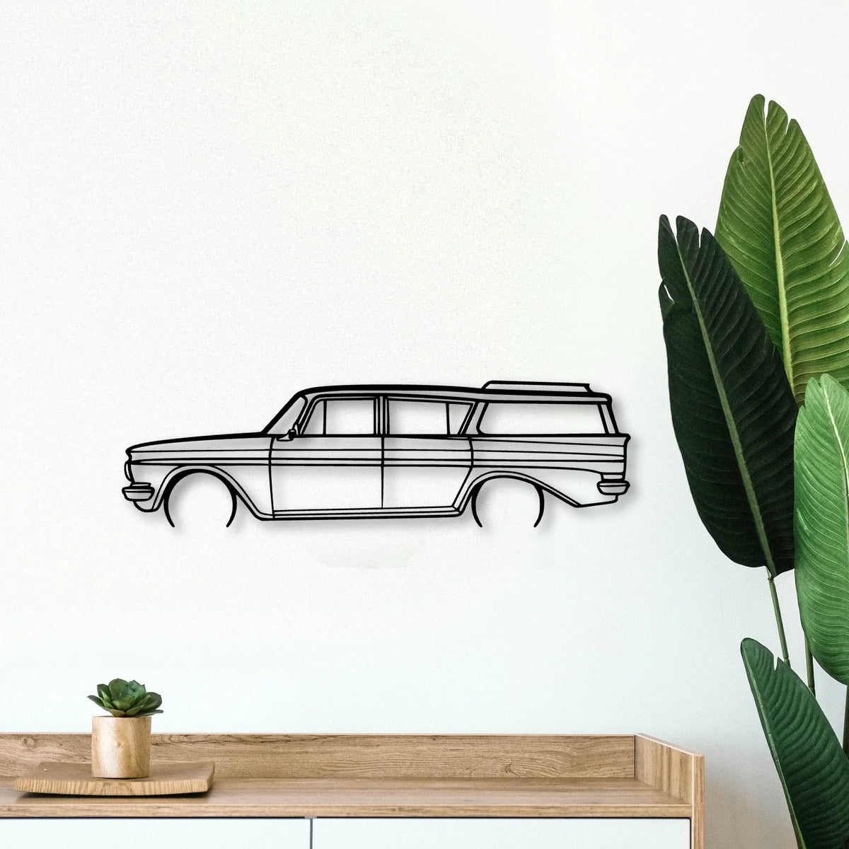 Rambler Wagon 1961 Classic Silhouette Metal Wall Art - Tinvibe