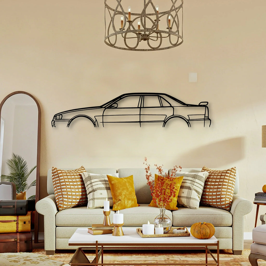 Skyline R34 1999 Classic Silhouette Metal Wall Art - Tinvibe