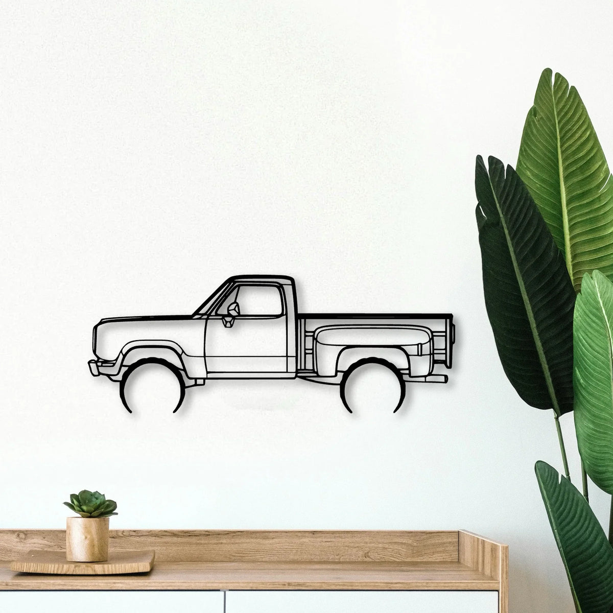 W150 Stepside 1977 Classic Silhouette Metal Wall Art - Tinvibe