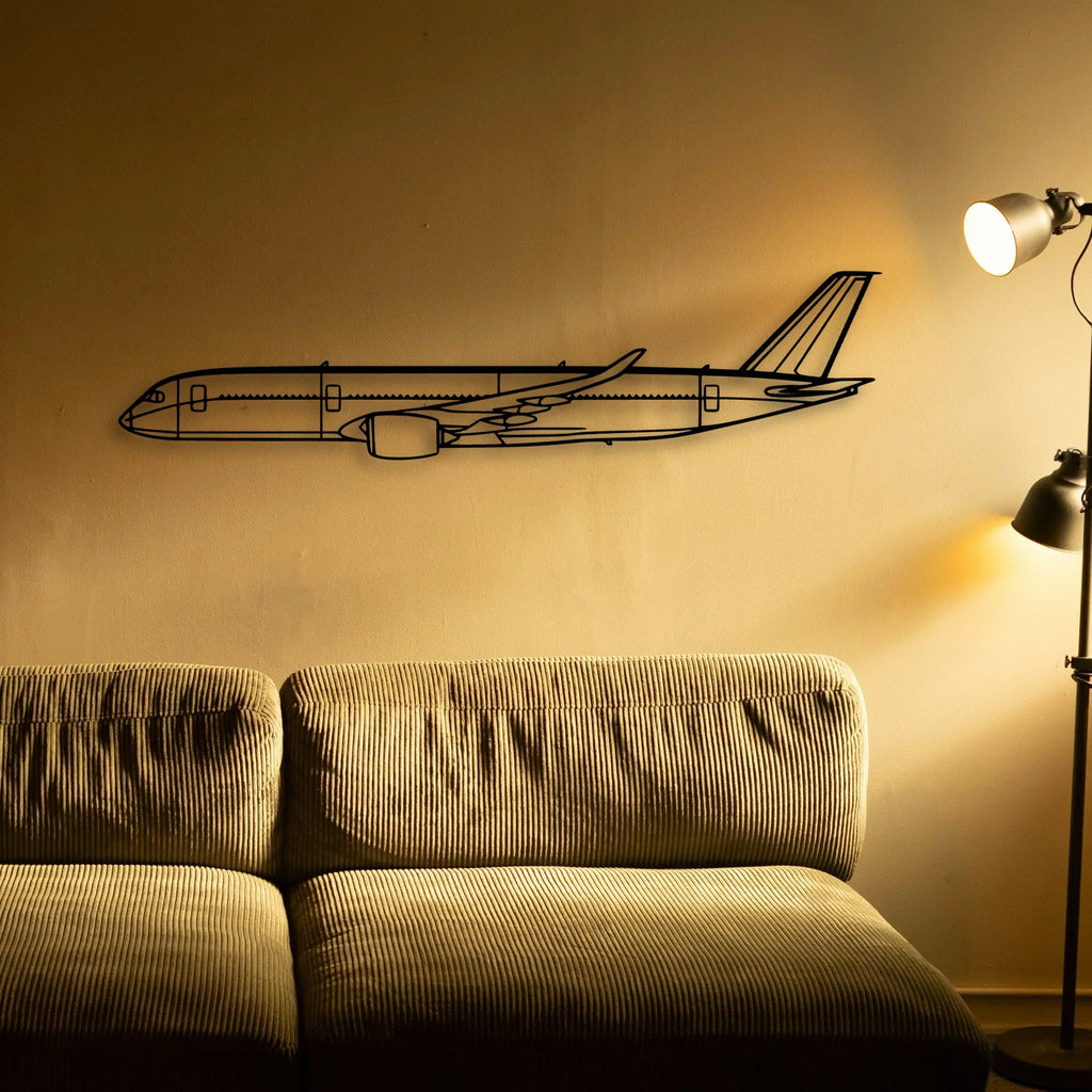 A350 2 Classic Aircraft Silhouette Metal Wall Art - Tinvibe