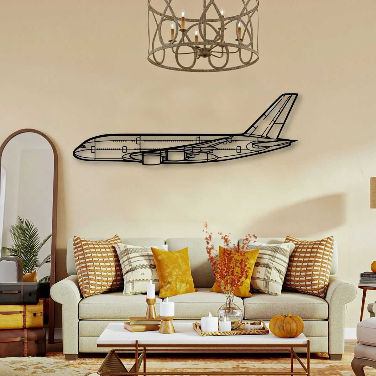 A380 800 Classic Aircraft Silhouette Metal Wall Art - Tinvibe