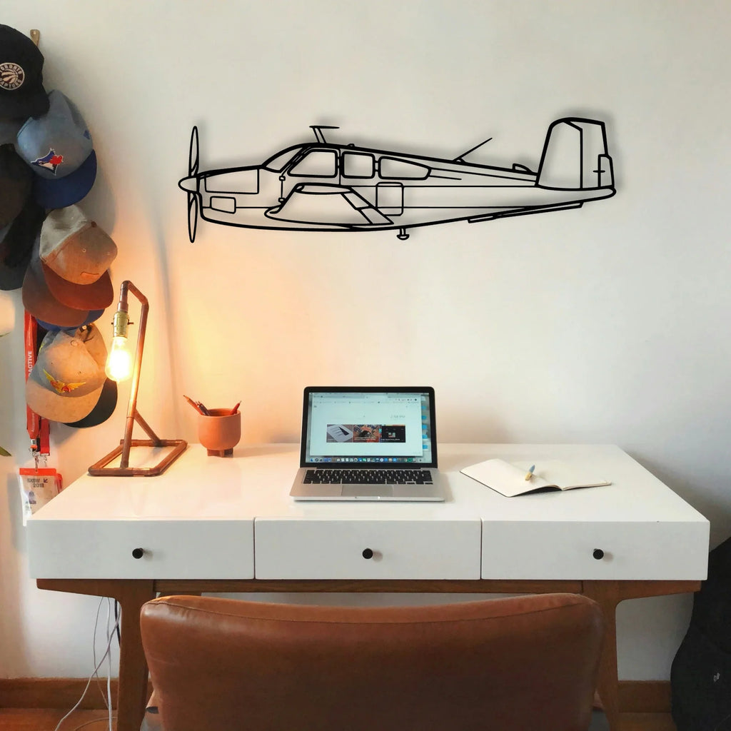 Beechcraft V35 Classic Aircraft Silhouette Metal Wall Art - Tinvibe