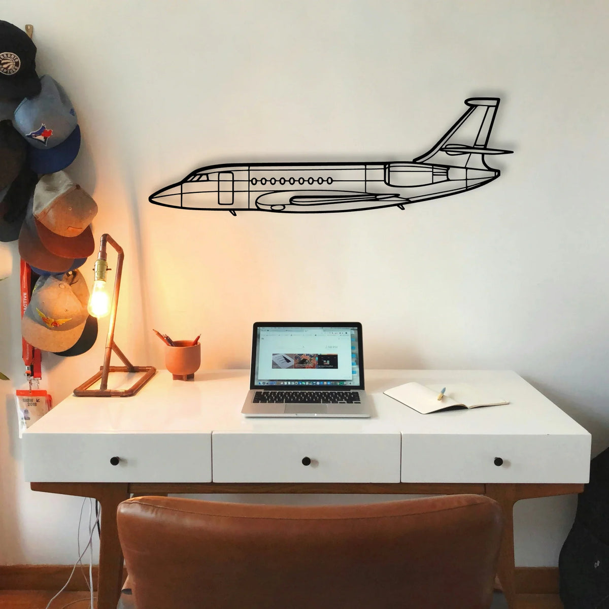 Falcon 2000 2 Classic Aircraft Silhouette Metal Wall Art - Tinvibe