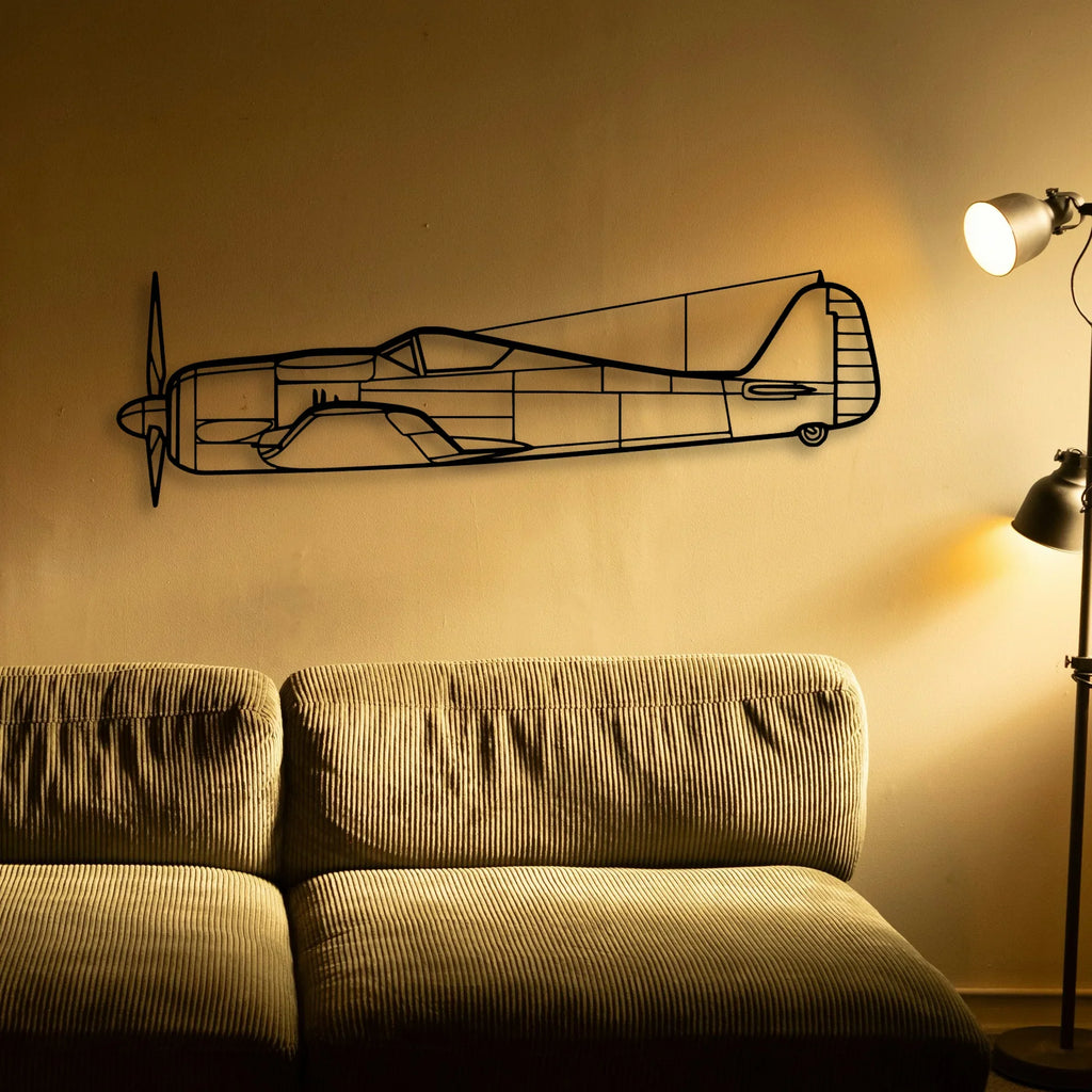 FW190A Classic Aircraft Silhouette Metal Wall Art - Tinvibe