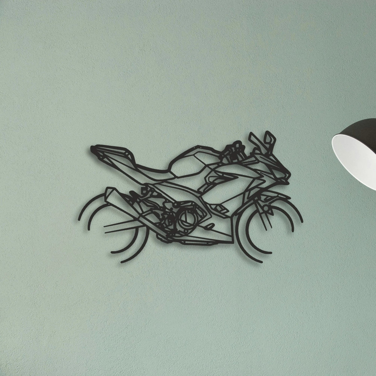 P4 2020 Kawasaki Ninja 400 2020 Kawasaki Ninja 400 Classic Motorcycle Silhouette Metal Wall Art - Tinvibe