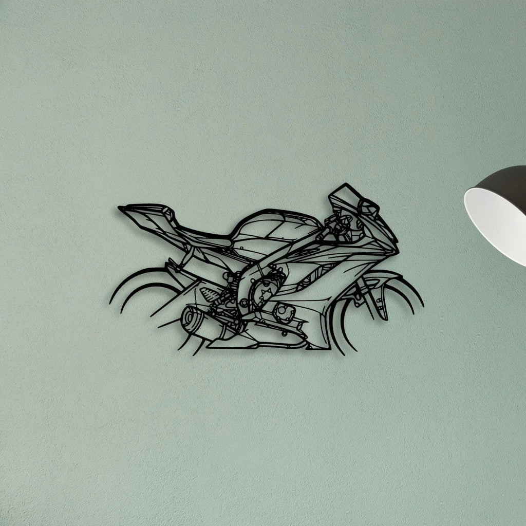 R6 2018 Classic Motorcycle Silhouette Metal Wall Art - Tinvibe