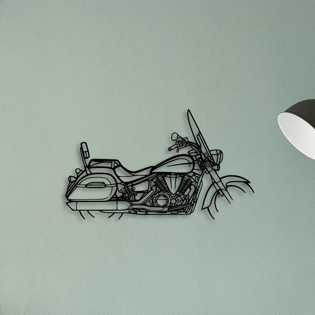 V Star 1300 Tourer Classic Motorcycle Silhouette Metal Wall Art - Tinvibe