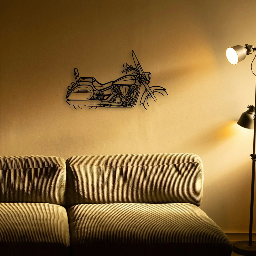V Star 1300 Tourer Classic Motorcycle Silhouette Metal Wall Art - Tinvibe